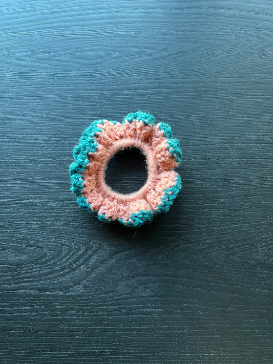 Homemade crocheted scrunchies