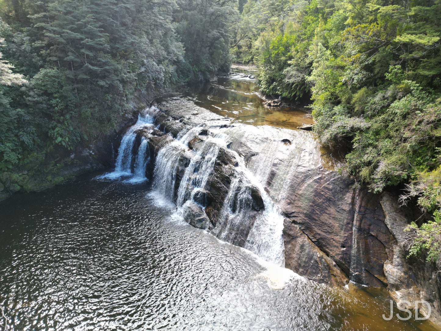 Ariel view of waterfall