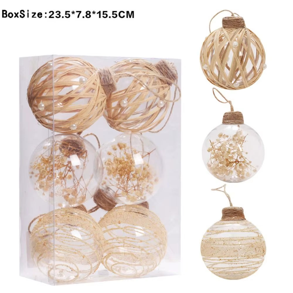 6PCS Christmas Ball Ornaments Christmas Spheres Sequin Painted 8Cm Christmas Ball Set Christmas Supplies Home Decoration New