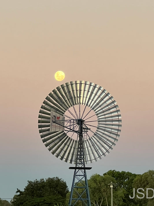 Windmill with moon