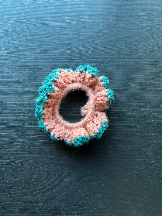 Homemade crocheted scrunchies