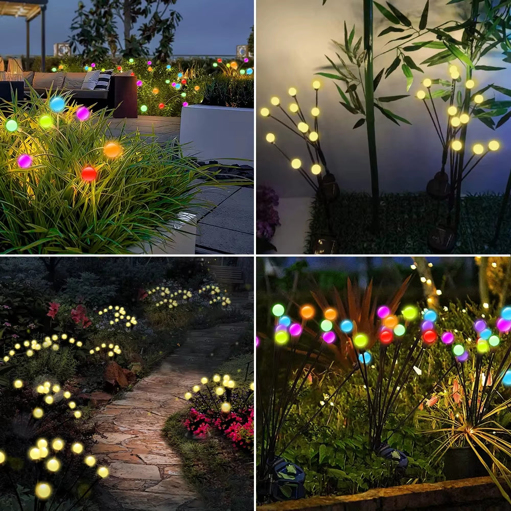 10 LED Solar Garden Lights Powered Firefly Lights Outdoor Waterproof Vibrant Garden Lights for Patio Pathway Decoration,Warm
