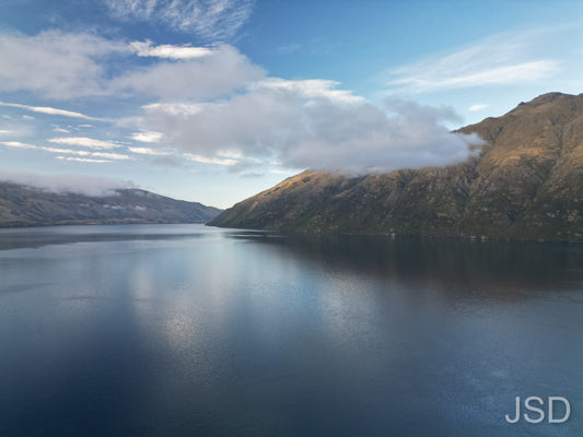 Flat lake with impressive cloud